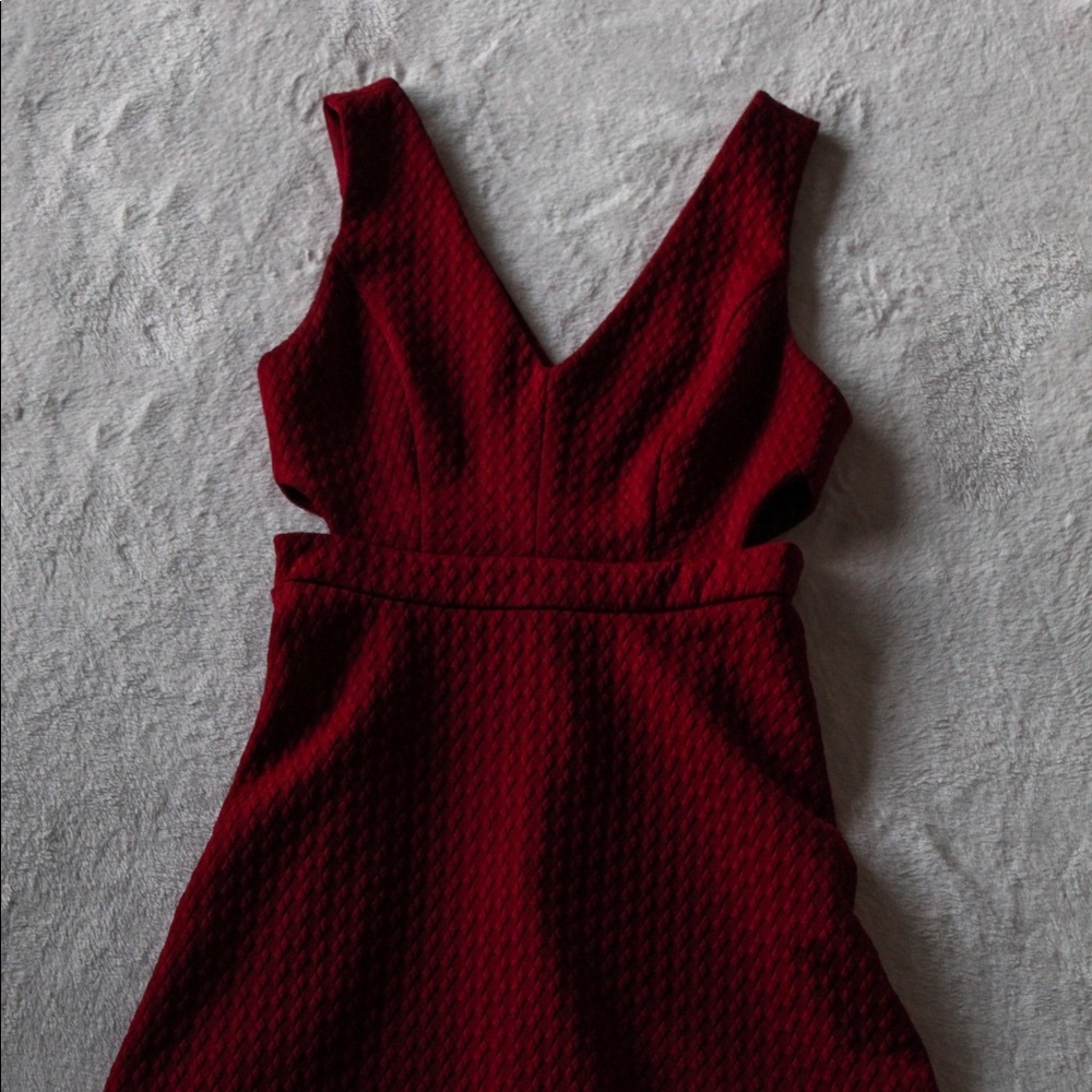Maroon A-Line Dress with Cutouts